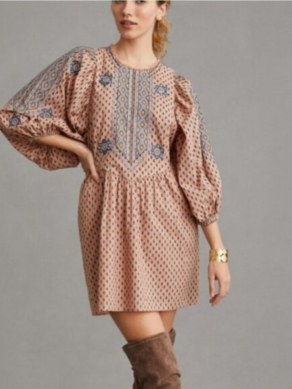 Anthropologie Embroidered Mini Dress Size Small